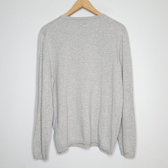 TOMMY HILFIGER Grey Cotton V-neck Sweater w Rose Gold Studs size XL - Picture 3 of 12